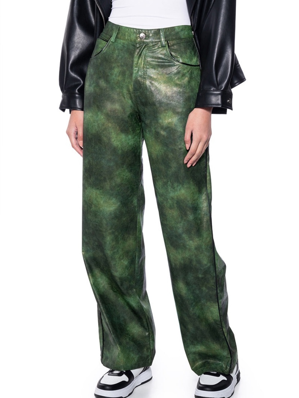 Vintage Y2K Green Wide Leg Faux Leather Pants
